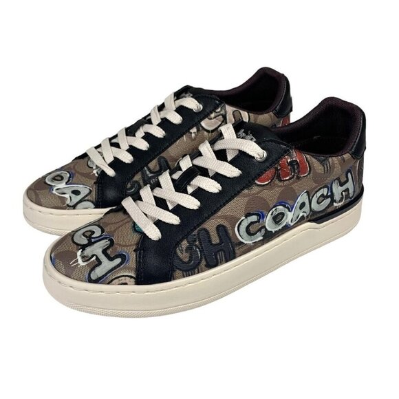 NWT Coach X Clip Mint + Serf Sneakers Sz.9 Low Top Signature Khaki Multi Canvas - Picture 1 of 15